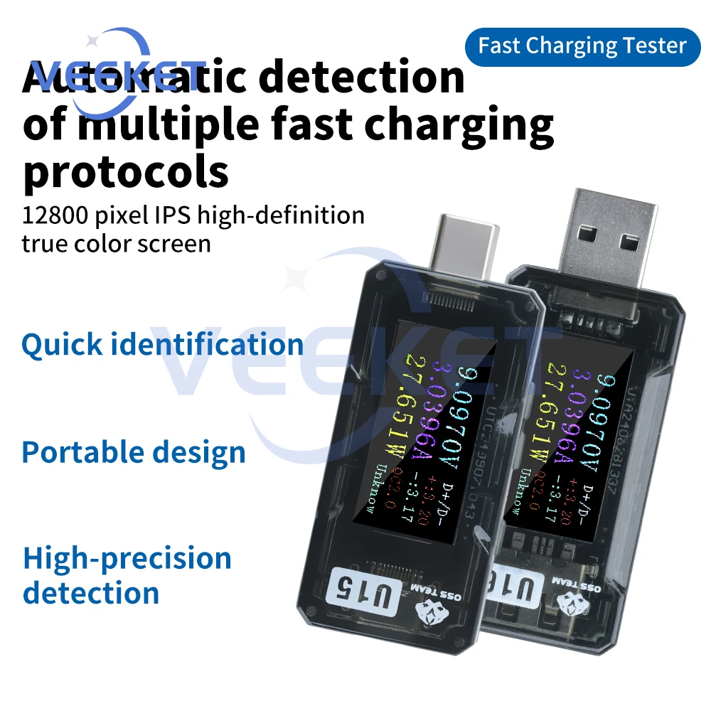 

DC 4-25V 5A Digital Voltmeter USB Type-C Power Meter Voltage Tester PD Mobile Phone Fast Charging Charger Tester