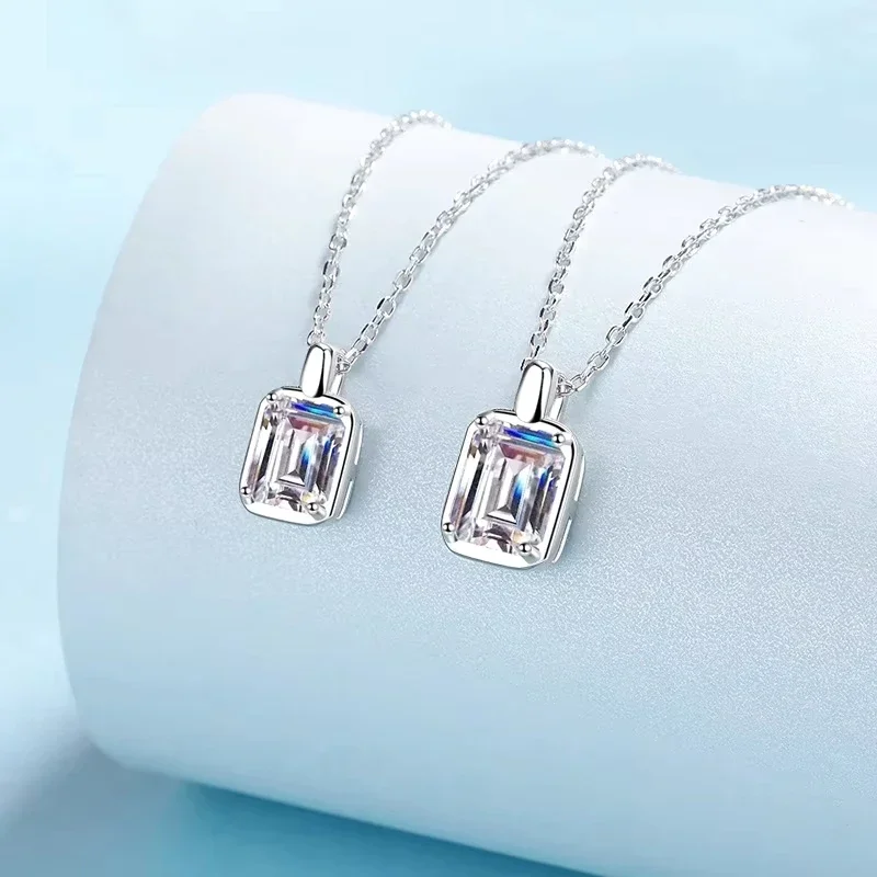 

Women 1/2CT Minimalist Square Pendant Valentine's Day Wedding Necklaces PT950 Platinum Girlfriend Birthday Gift for Her
