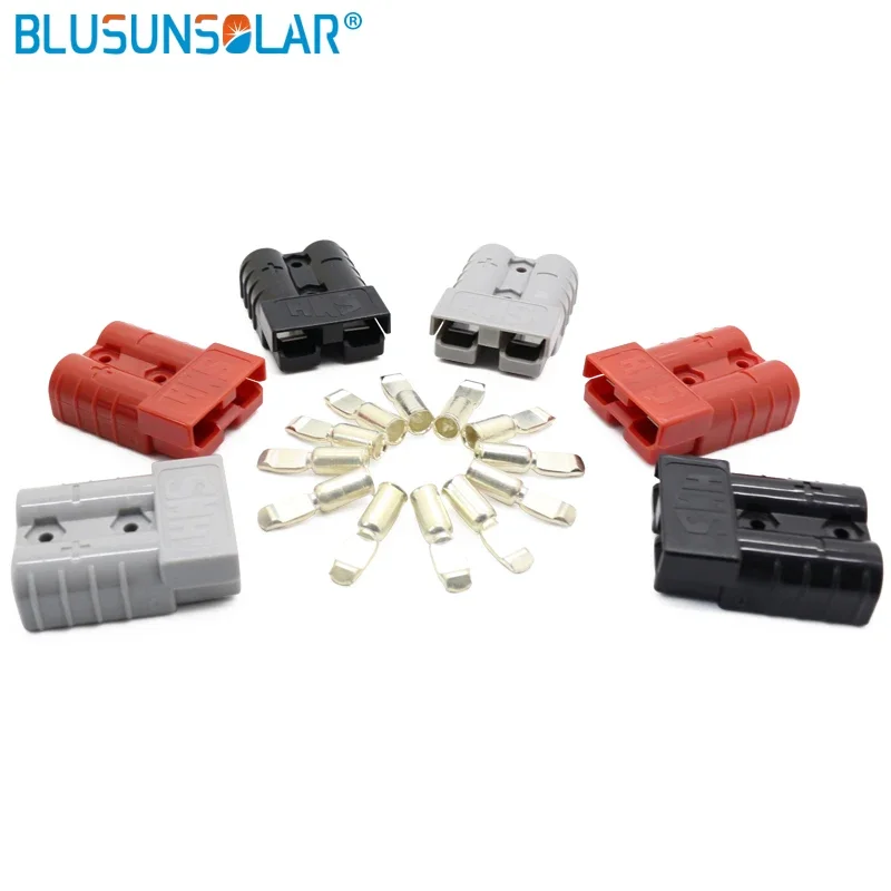 

BLUSUNSOLAR 1 Piece Red/Black/Grey Electrical Plug 50 Amp 600Volt 8 AWG Battery Connector Plug Connect Solar Panel Battery