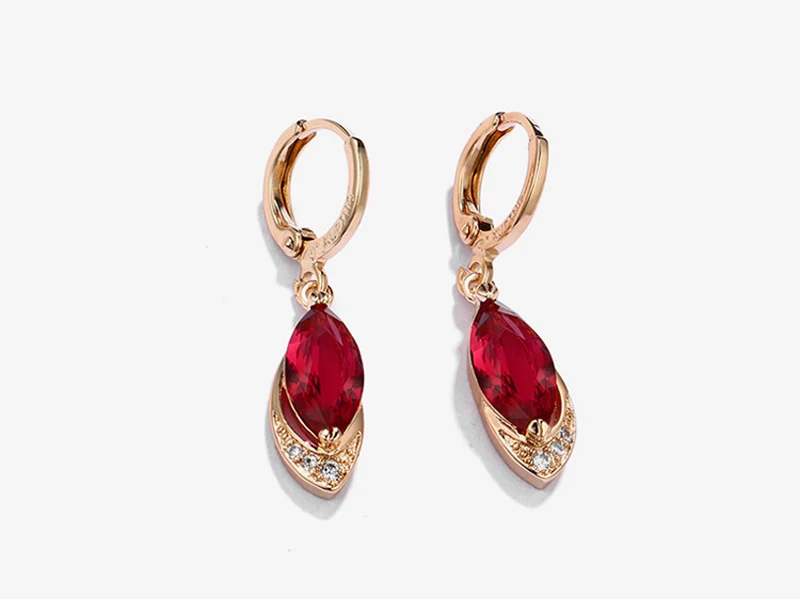 Rose Gold Color Red Crystal Drop Earring Real Tibetan Silver  Jewelry Pomegranate Ruby Earrings Fashion Vintage Party Earring