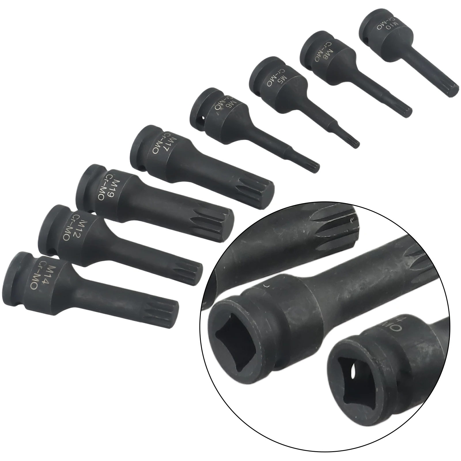 8pcs 1/2inch Wrench Socket Set 12 Point Hex Socket Electric Drill Socket Adapter For Electric Wrench Pneumatic Tool Bit Kit