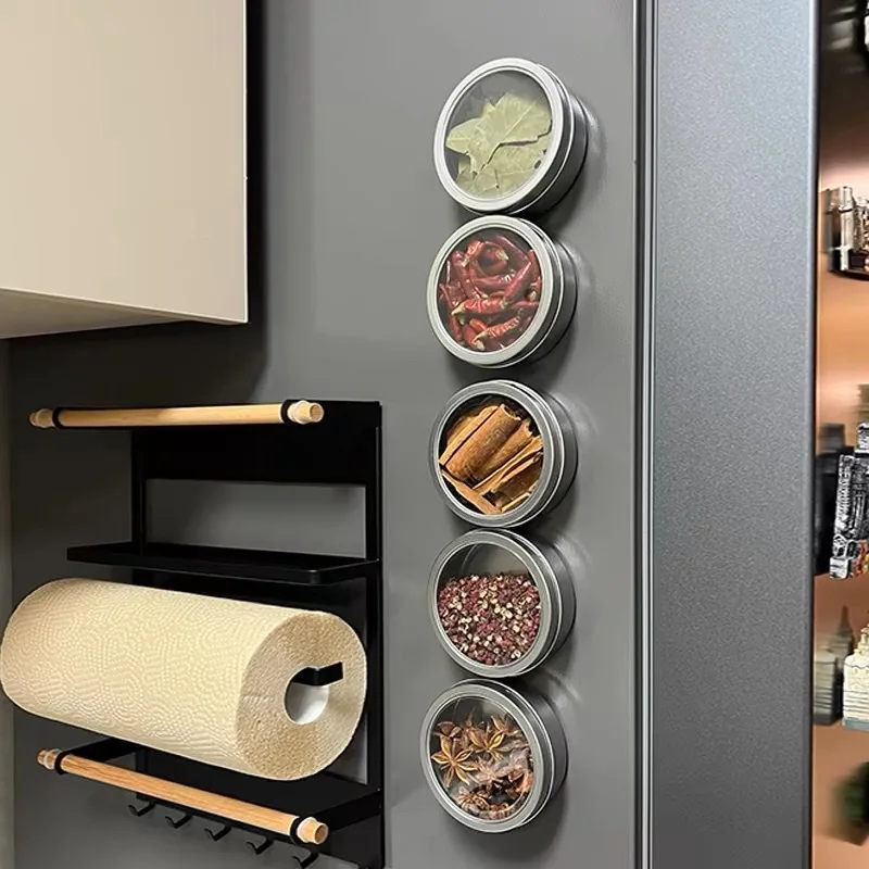 6Pcs Magnetic Spice Containers With Transparent Lid Strong Magnets Refrigerator Door Spice Storage Jars for Kitchen Organization