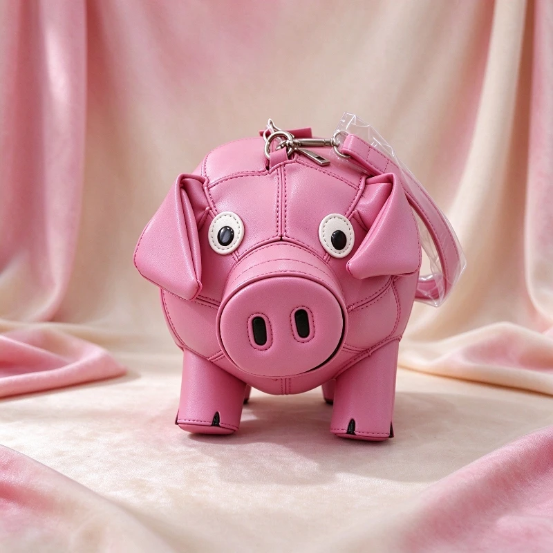 Creative 3d Animal Shaped Crossbody Bag Cute Pink Pig Shaped Leather Shoulder Bag Fun Halloween Party Clutch Bag Fashion Purse