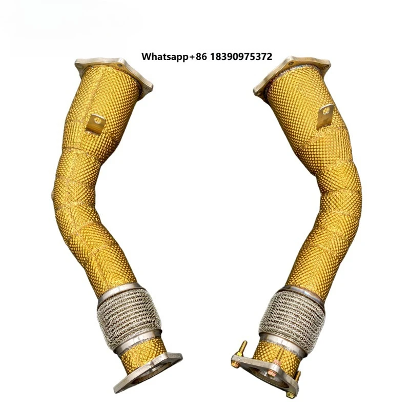 High Flow 200 Cell Catted Downpipe Header, Heat Insulated Exhaust Pipe PX