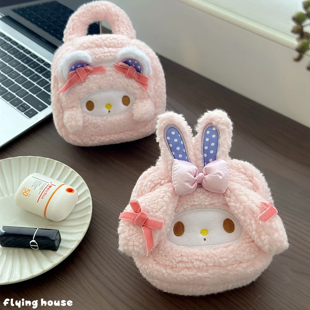 

Japanese Style My Melody Cosmetic Bag Plush Cartoon Cosmetics Storage Bag Portable Makeup Bag Handbag Gifts Girl Daily Use