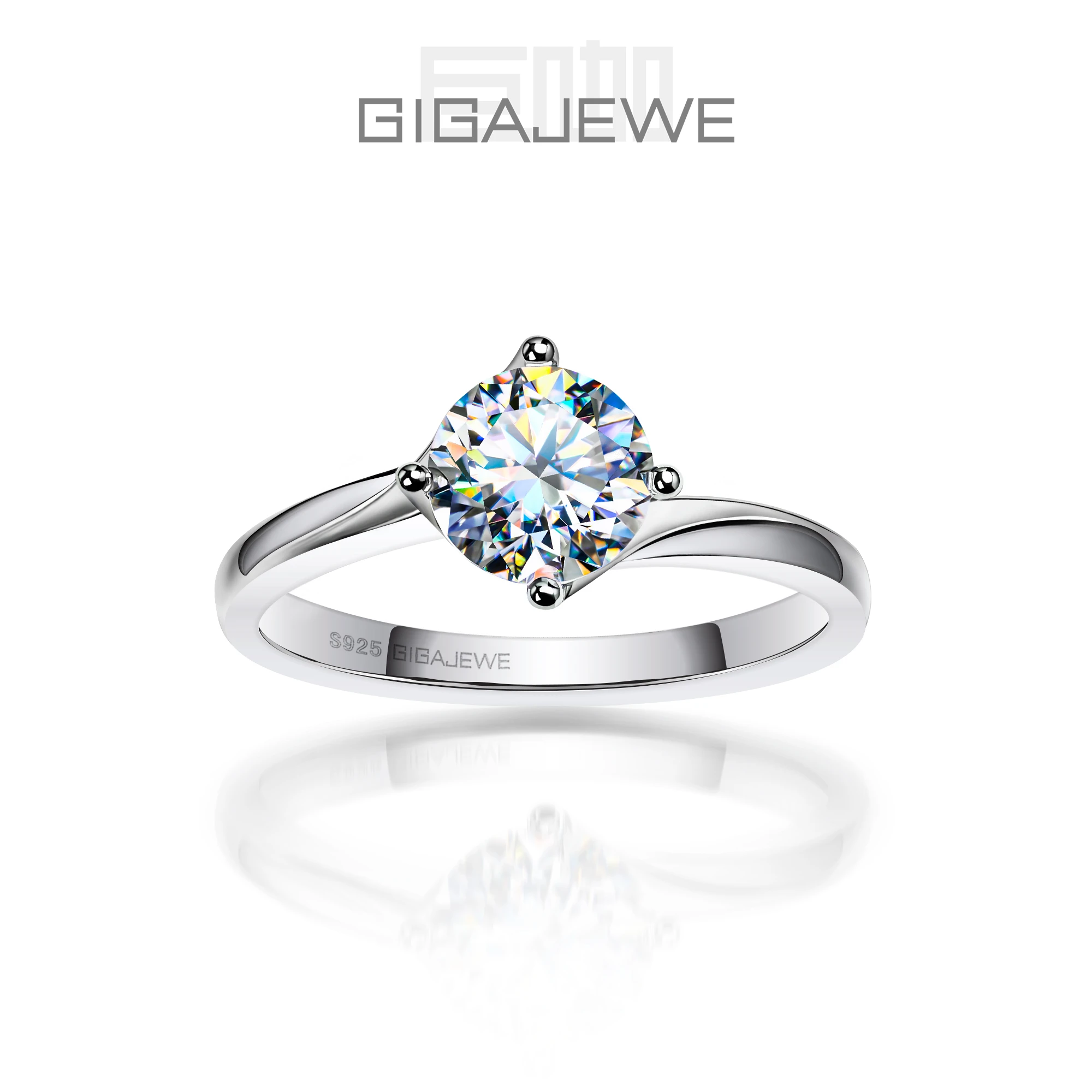 GIGAJEWE Moissanite1.0ct 6.5mm NovaColor vv1 okrągły Test oszlifowany diament przeszedł 18K pozłacany 925 srebrny pierścionek biżuteria prezent dla dziewczynki