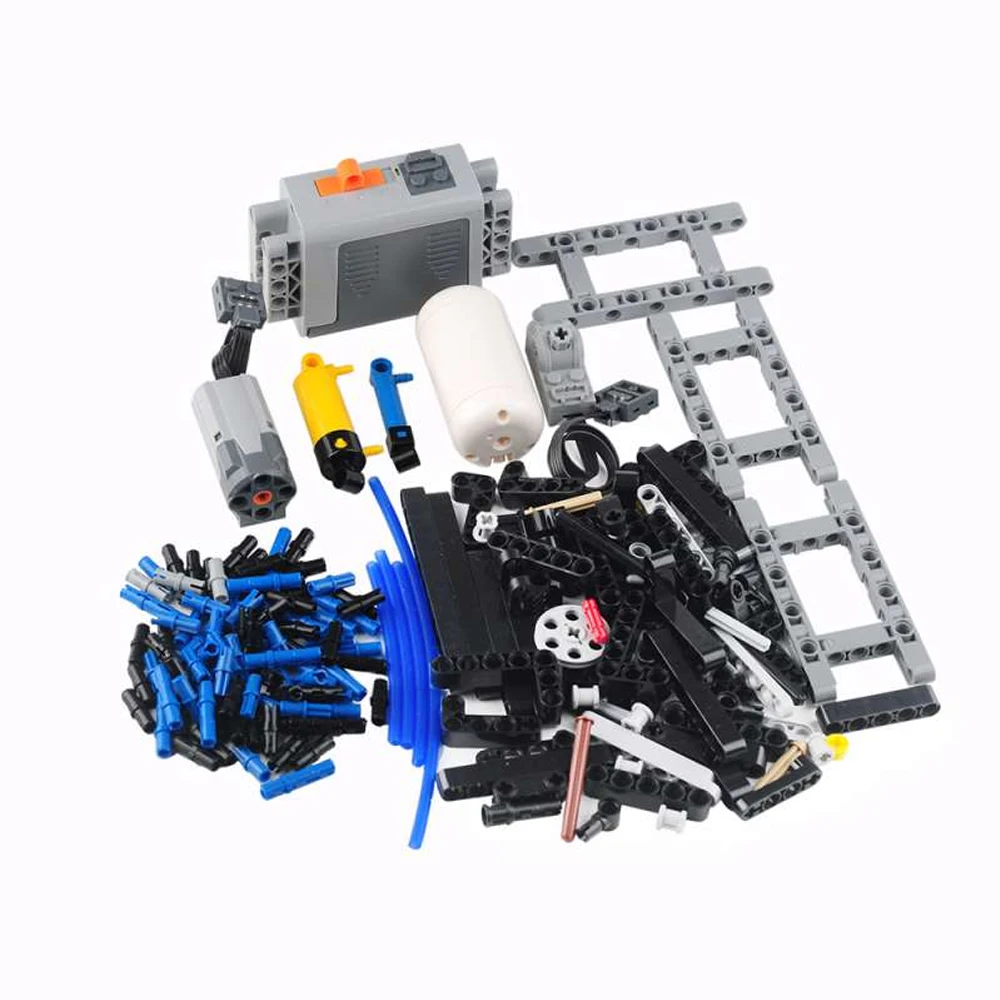 Technical Pneumatics Part Set MOC Automatic Motorized Compressor Building Blocks Model with M Motor Airtank Push Rod Battery Box