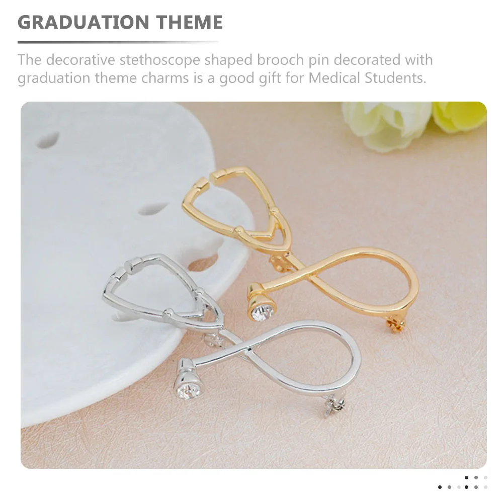 

6 Pcs Stethoscope Brooch Lapel Decorative Pin Doctors Grad Badge for Graduation Alloy Nurse