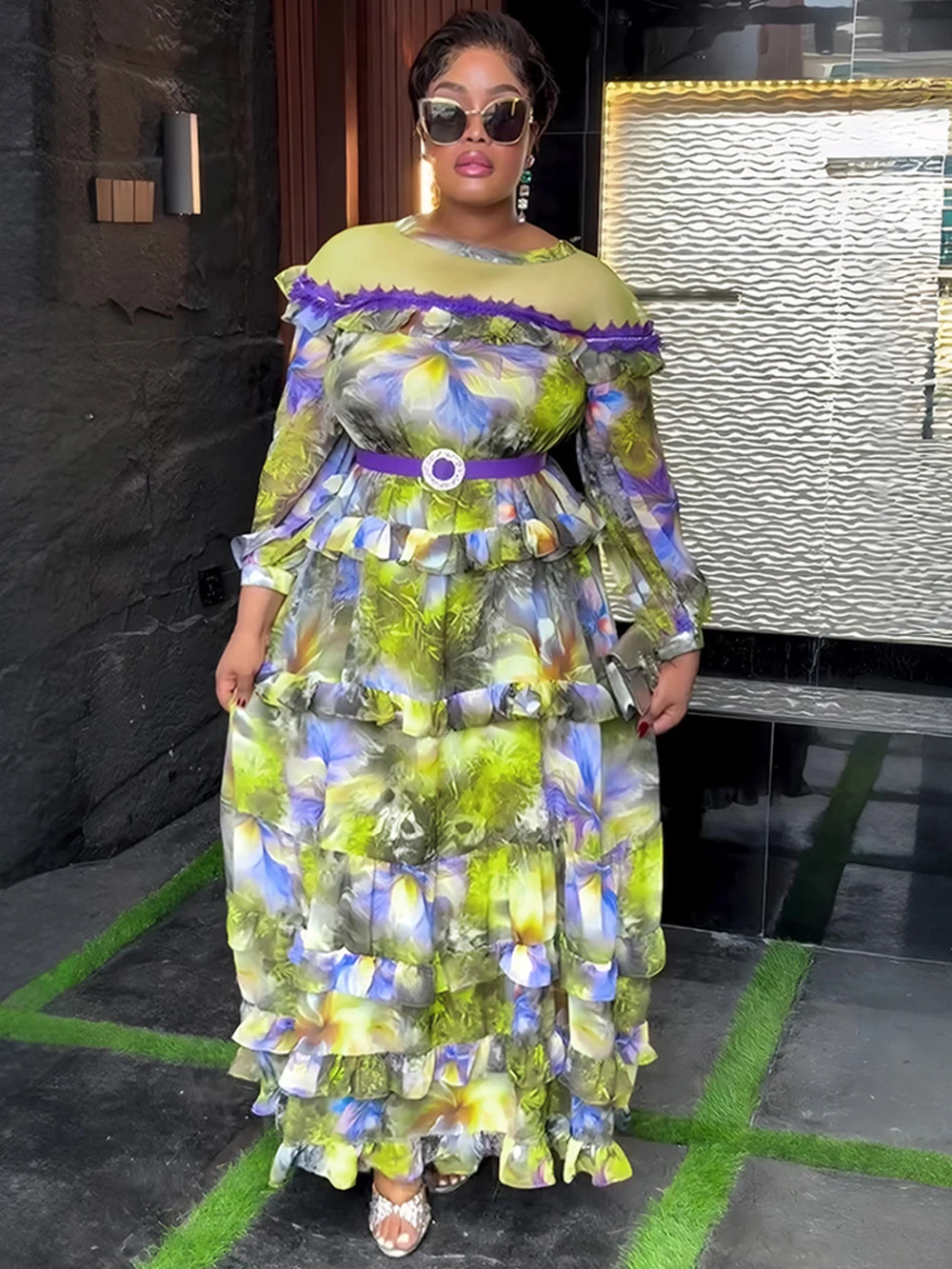 2025 여성을위한 여름 쉬폰 롱 드레스 아프리카 대시 키 프린트 가운 두바이 터키 Kaftan Abayas 파티 이브닝 ​​가운 레이디 의류