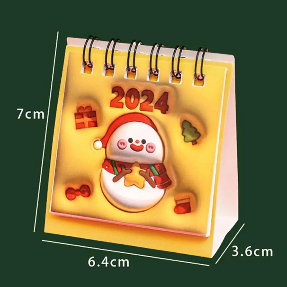 Mini Christmas Calendar 2024 Desk Calendar 2pcs Mini Christmas Cartoon Desk Calendar Aug 2023 to Dec 2024 Twin-wire Binding