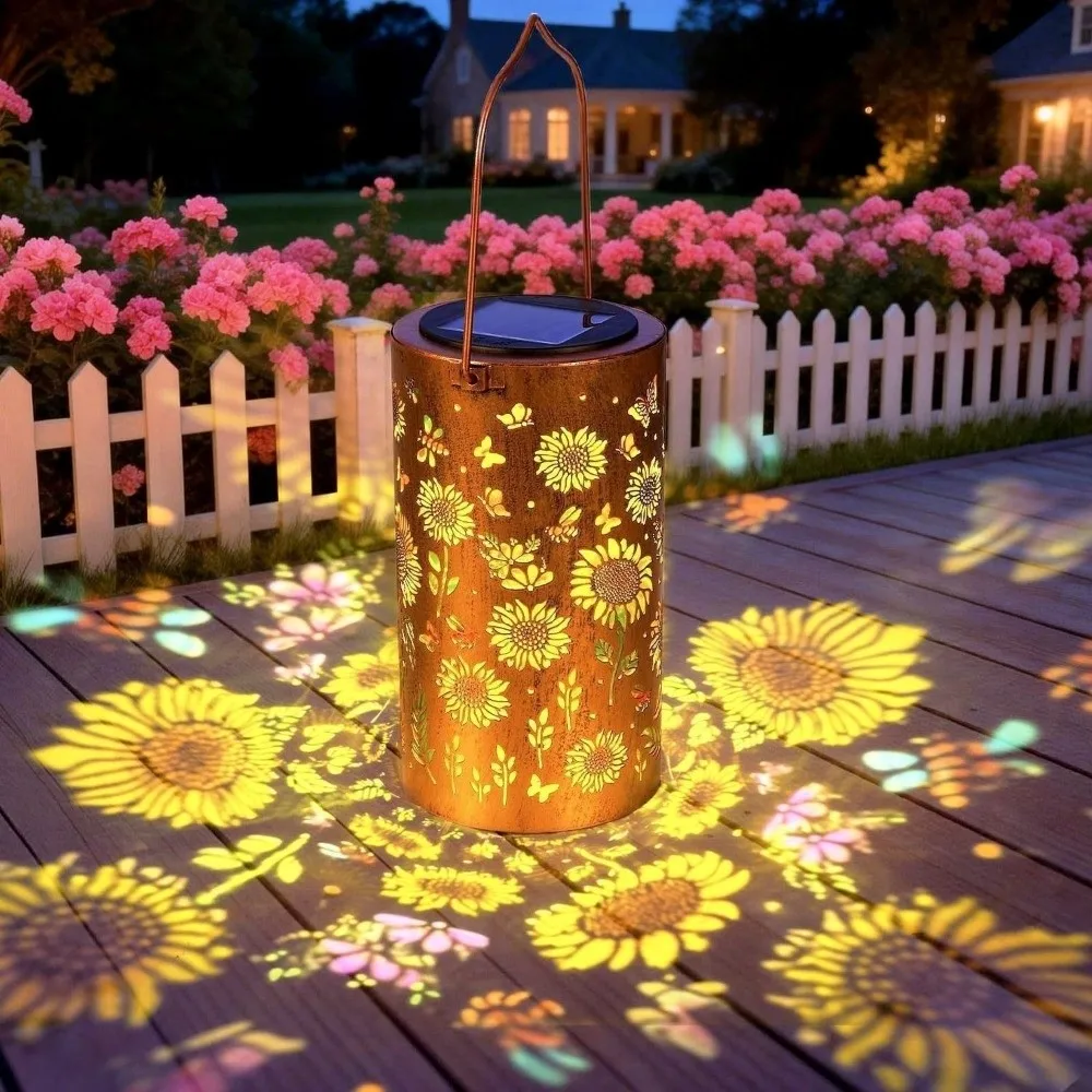 Waterproof Solar Sunflower Garden Light Hanging Iron Material Outdoor Landscape Lamp Projection Feature Solar Powered