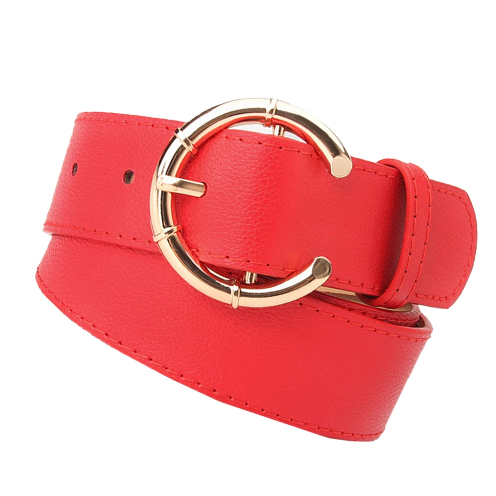 

106Cm 3.4Cm Wide Pu Waist Women Pin Buckle Belt Fashion Girdle For Jeans Trousers Dresses Solid Color Decorative Belt