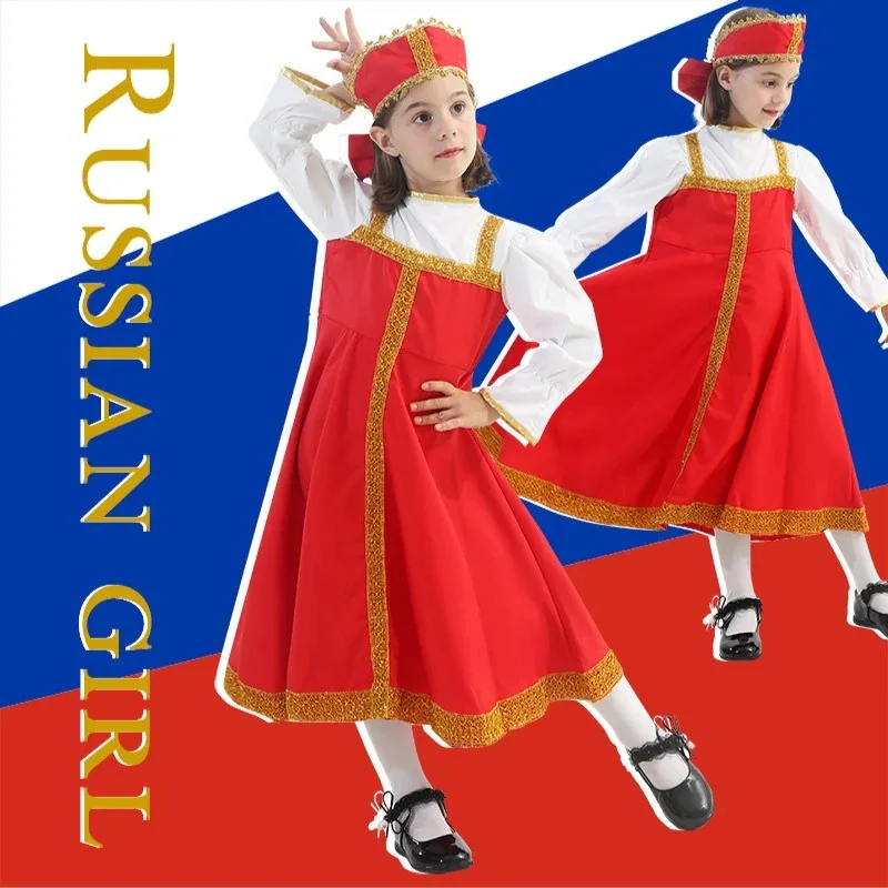 

2025 aaa Halloween New Russian Cosplay for Girls Kids Ukrainian Traditional Dress Costumes Georgia Costume Vintage Dance D