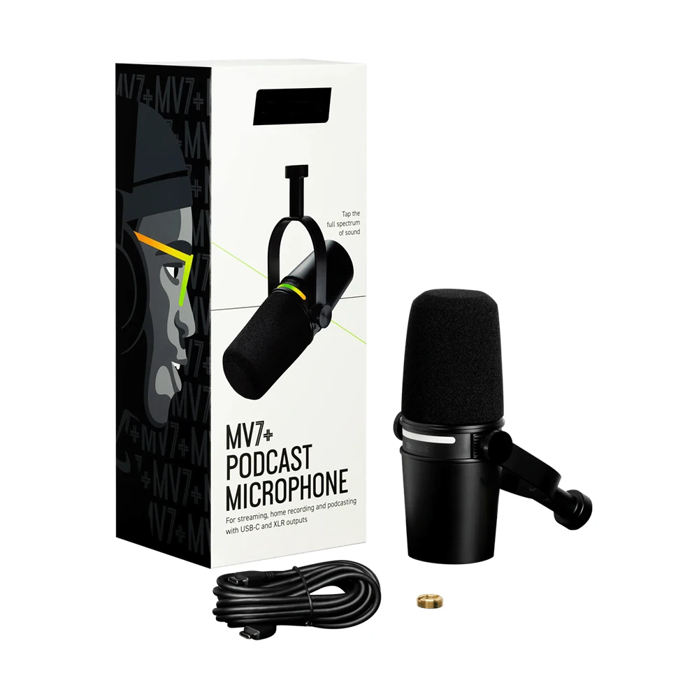 MV7+ USB/XLR Hybrid Dynamic Microphone with Touch Controls, Built-in DSP App Compatibility for Podcasting and Streaming
