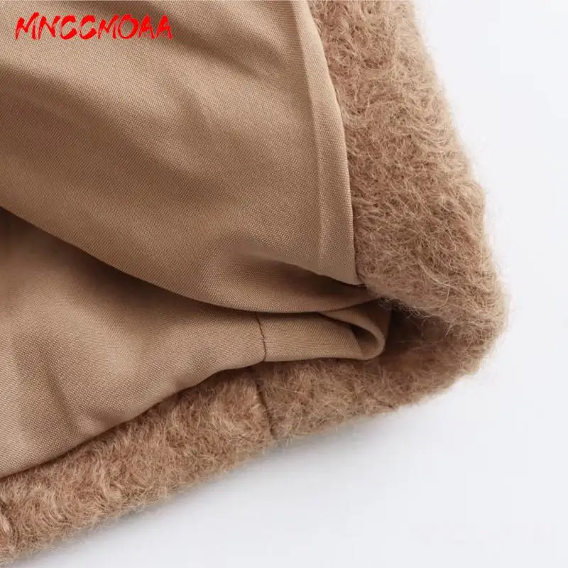 MNCCMOAA 2024 Autumn Winter Women Fashion Loose Button Pockets Woolen Coat Female Solid Color Casual Long Sleeve Tops Outerwears