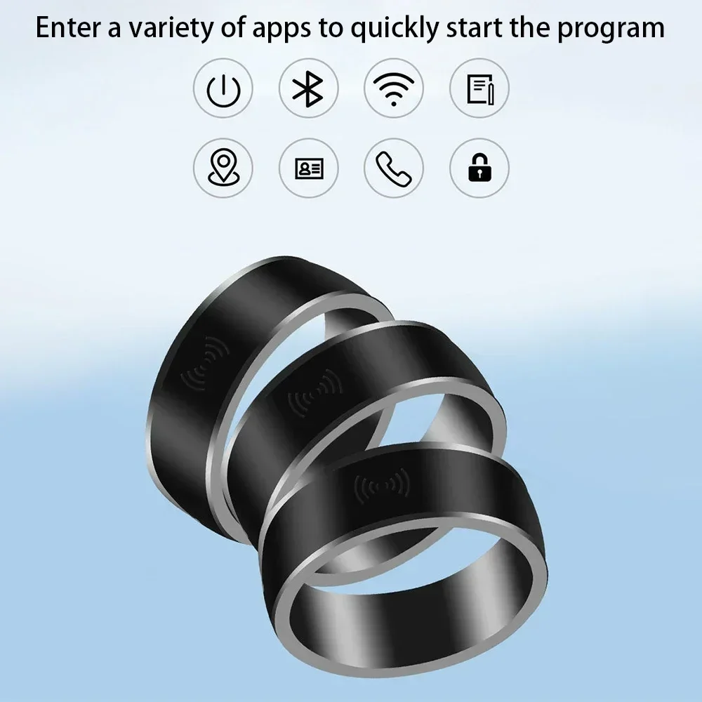 Solar NFC Smart Ring Electronic Ring Ip68 Waterproof Intelligent NFC Finger Ring Wearable Connect for Andriod IOS Mobile Phone