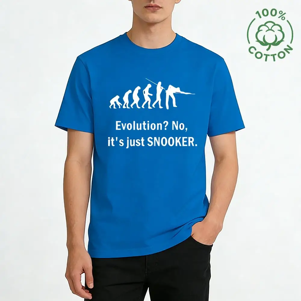 

Evolution No, It's Just SNOOKER Graphic T-Shirt Funny Billiards-themed Print O-Neck Tees Cozy Casual Pure Natural Cotton Tops