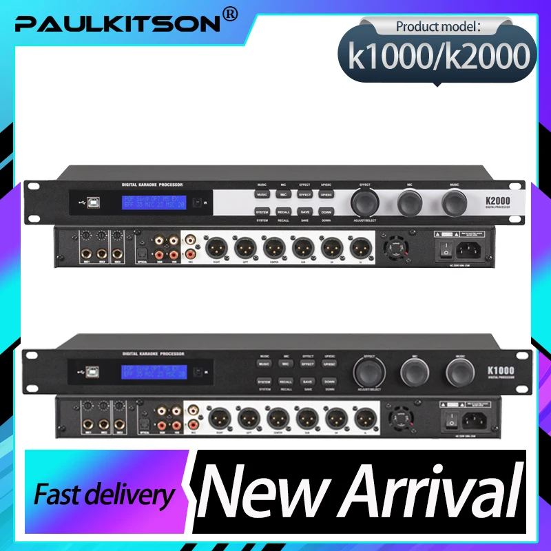 Paulkitsons K1000/K2000 Preamplifier Digital Effects Device Karaoke Microphone Audio Processor Anti Whistling Equalization Stage