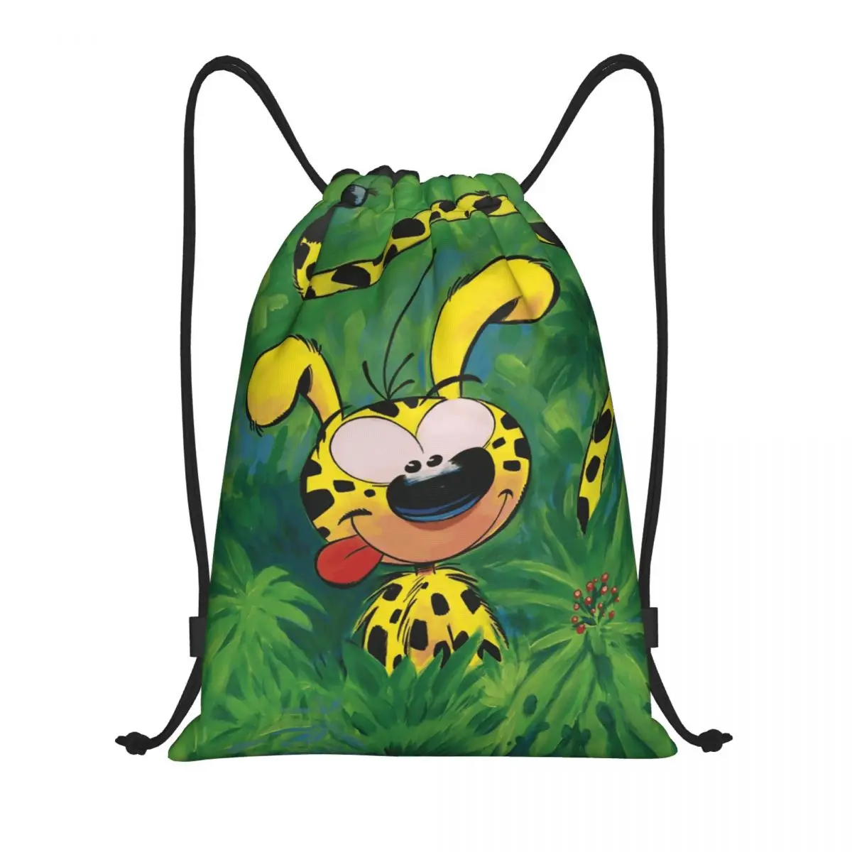 Custom Marsupilami Painting Drawstring Bags for Training Yoga Backpacks Men Women Cartoon Anime Sports Gym Sackpack