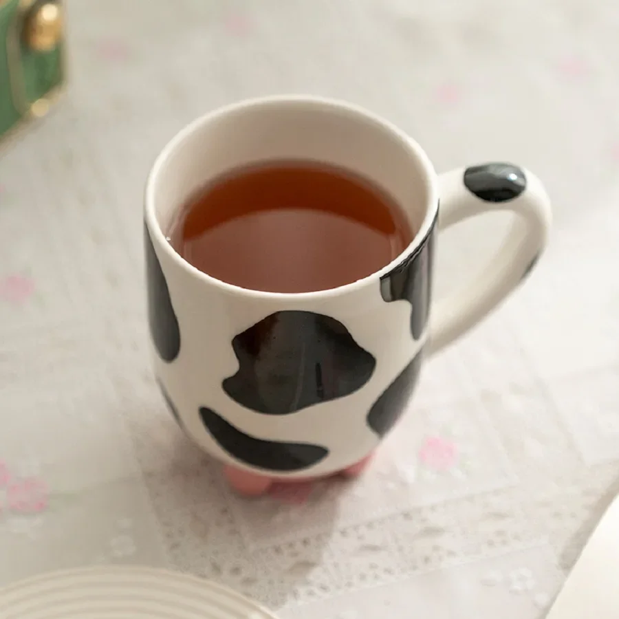 Cow Theme Gift Set Include Cute Ceramic Cow Pattern Cup Weird Milk Mugs for Gifts