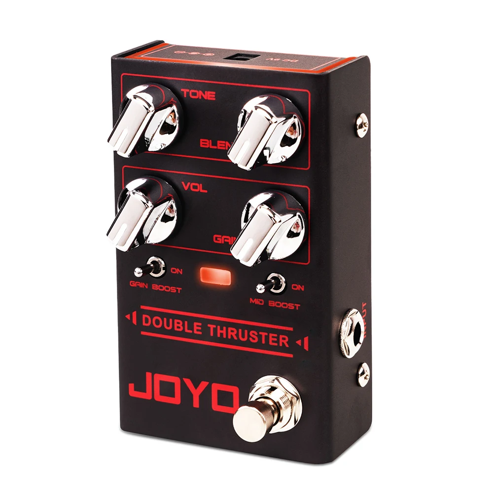 Joyo R-28 pedal de guitarra baixo com acelerador duplo, pedal de efeito overdrive de alto ganho com frequência média independente e reforço de ganho