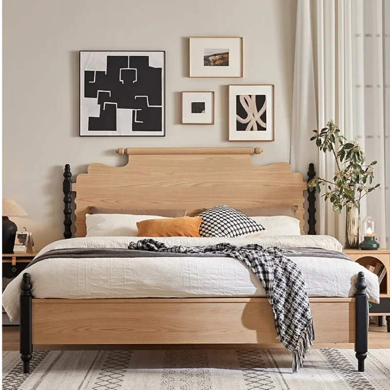 

Retro 1.8 M Solid Wood Double in Master Bedroom Middle Ancient Red Oak Log Cream