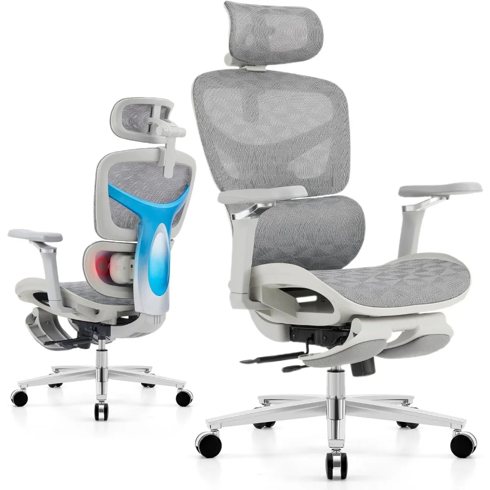 

Эргономичное офисное кресло с массажем — 4D-подголовник и 5D-подлокотниками, компьютерное кресло для домашнего офиса, сетчатое кресло для большого и высокого 400 фунтов, люм