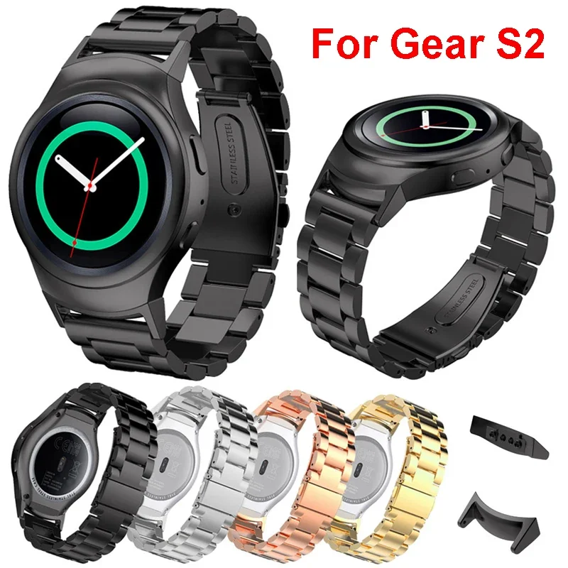 

Strap For Samsung Gear S2 SM-R720 Stainless Steel Metal Band With Connector Bracelet For Samsung Watch Gear S2 Luxury Wristband