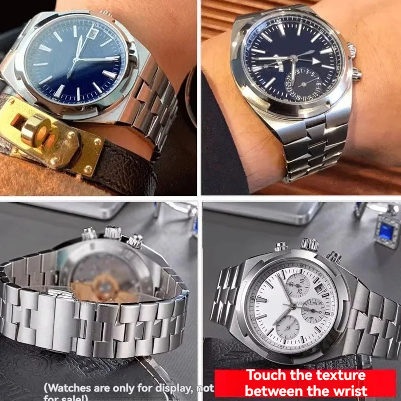 Für Vacheron Constantin Uhrenarmband VC Längs- und Quervierzeiger 47040 47660, konvexes Uhrenarmband aus massivem Edelstahl