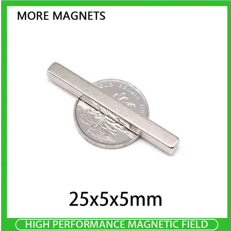 25x5x5 mm Block Powerful N35 Magnet 25mmX5mm Sheet Permanent Magnets 25x5x5mm Neodymium Magnetic  Strong 25*5*5