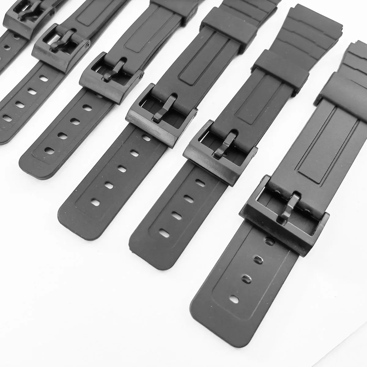 12/14/16/18/20/22 مللي متر الراتنج سيليكون حزام العالمي الأسود PU حزام (استيك) ساعة ل كاسيو F-91W F-84 F-105/108 A-158/168 AE-1200/1300 #6