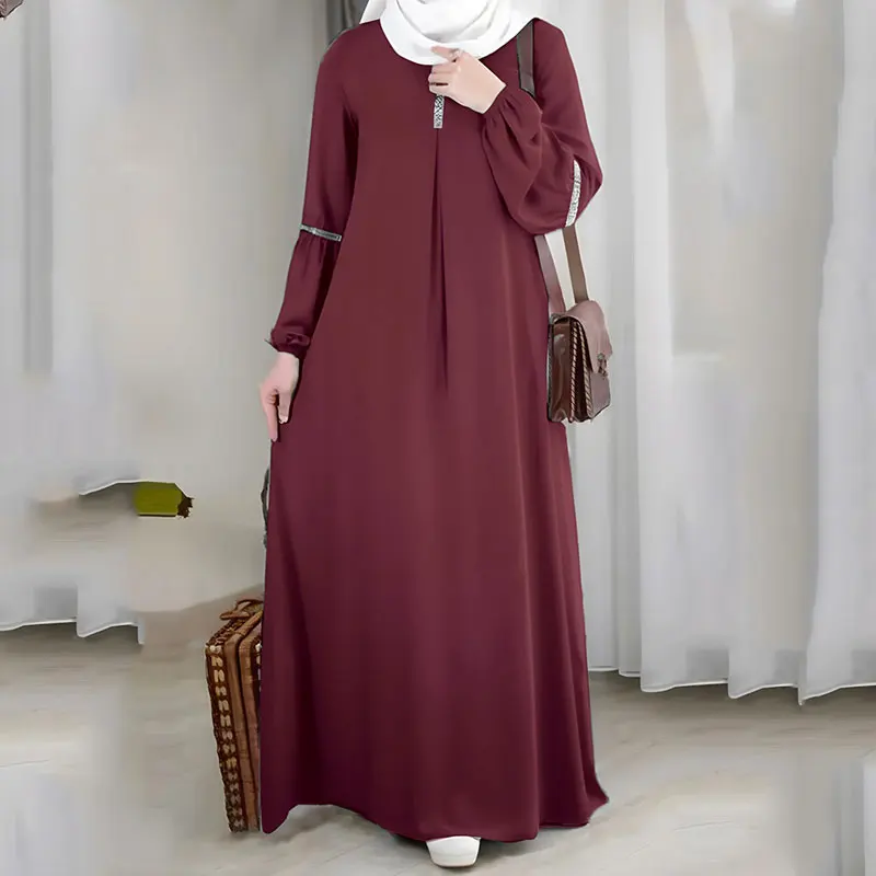 Imagem -02 - Abayas Eid Ramadan para Mulheres Manga Comprida Lantejoulas Robe Preto Cores Árabe Casual Maxi Vestidos de Sol Noite Arabe Moda