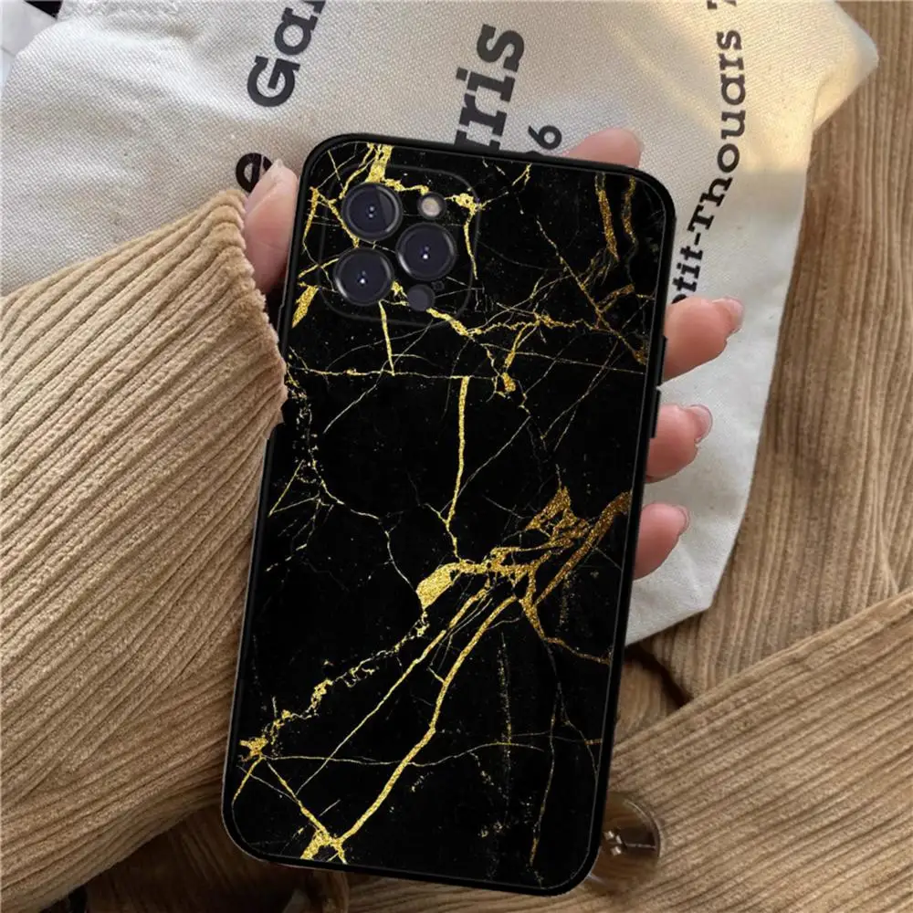 black white Marble crack Phone Case For iPhone 15 14 11 12 13 Mini Pro XS Max Cover 6 7 8 Plus X XR SE 2020 Funda Shell