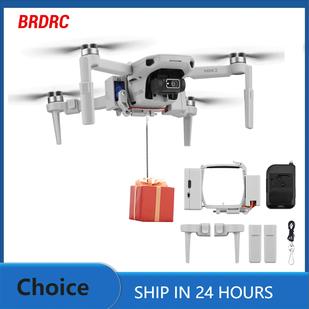 BRDRC Airdrop System for DJI Mini 4K/Mini 2/SE Drone Thrower Fishing Bait Wedding Ring Gift Long Distance Throw Deliver