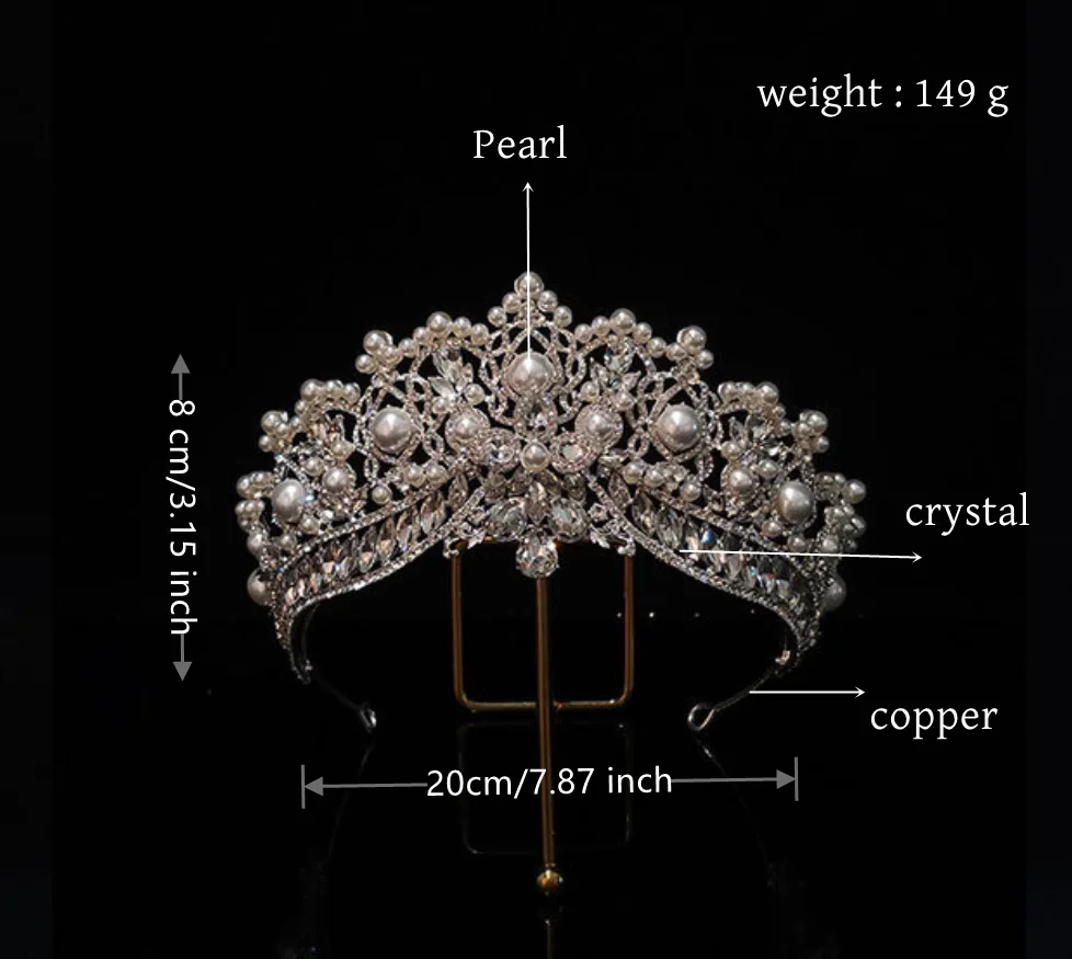 Luxury Bride Crowns Tiaras For Wedding Headdress Princess Crystal Pearl Crowns For Women Bridal Tiaras Prom Hair Jewelry Diadem