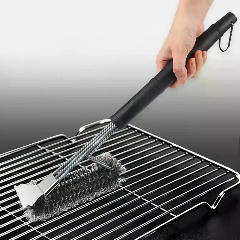 Professional BBQ Grill Brush Stainless Steel Wire Triangular Scrubbing Multipurpose Cleaning