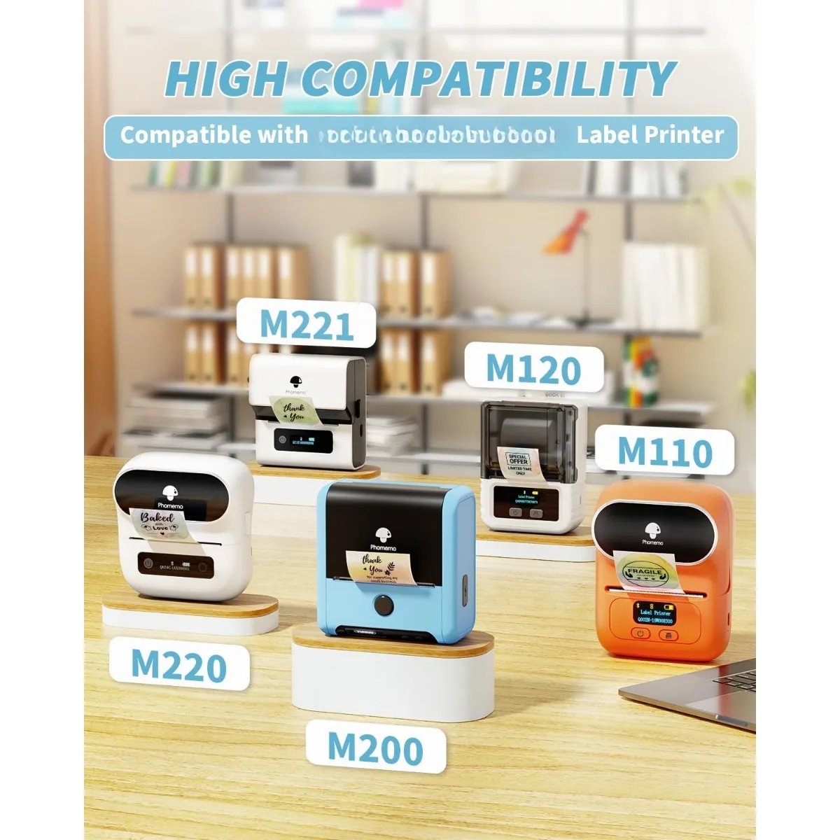 M110 M120 Multisize Transparent Labels Clear Sticker Paper for Shipping Logistics, Retail Product Packaging Office Organization