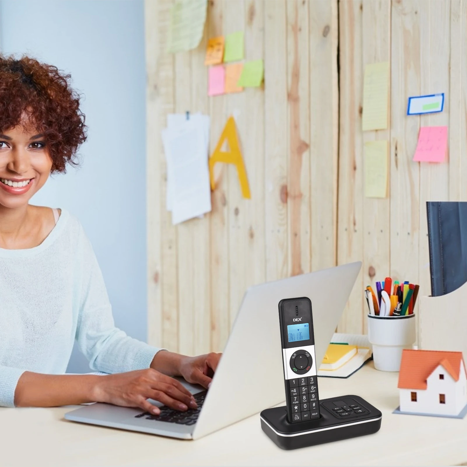 Cordless Phone Machine Caller ID/Call Waiting 1.6 inch LCD 3 Lines Screen Display Rechargeable Batteries Support 16 Languages