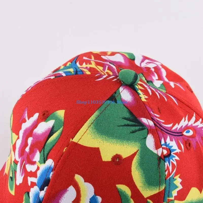 400A أزياء نمط الأزهار قبعة قبعة بيسبول قبعة مهرجان التقليدية أغطية الرأس الريفية #4
