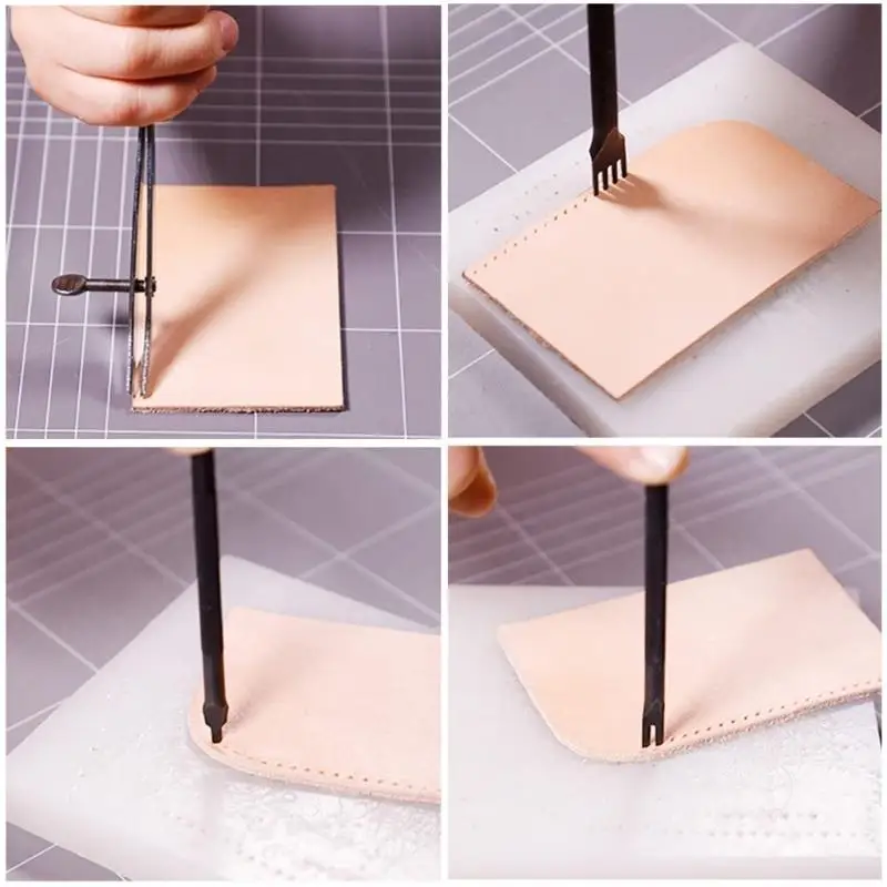 

R9UF Leatherworking Tool Set 4 6 Tooth Hole Puncher Black