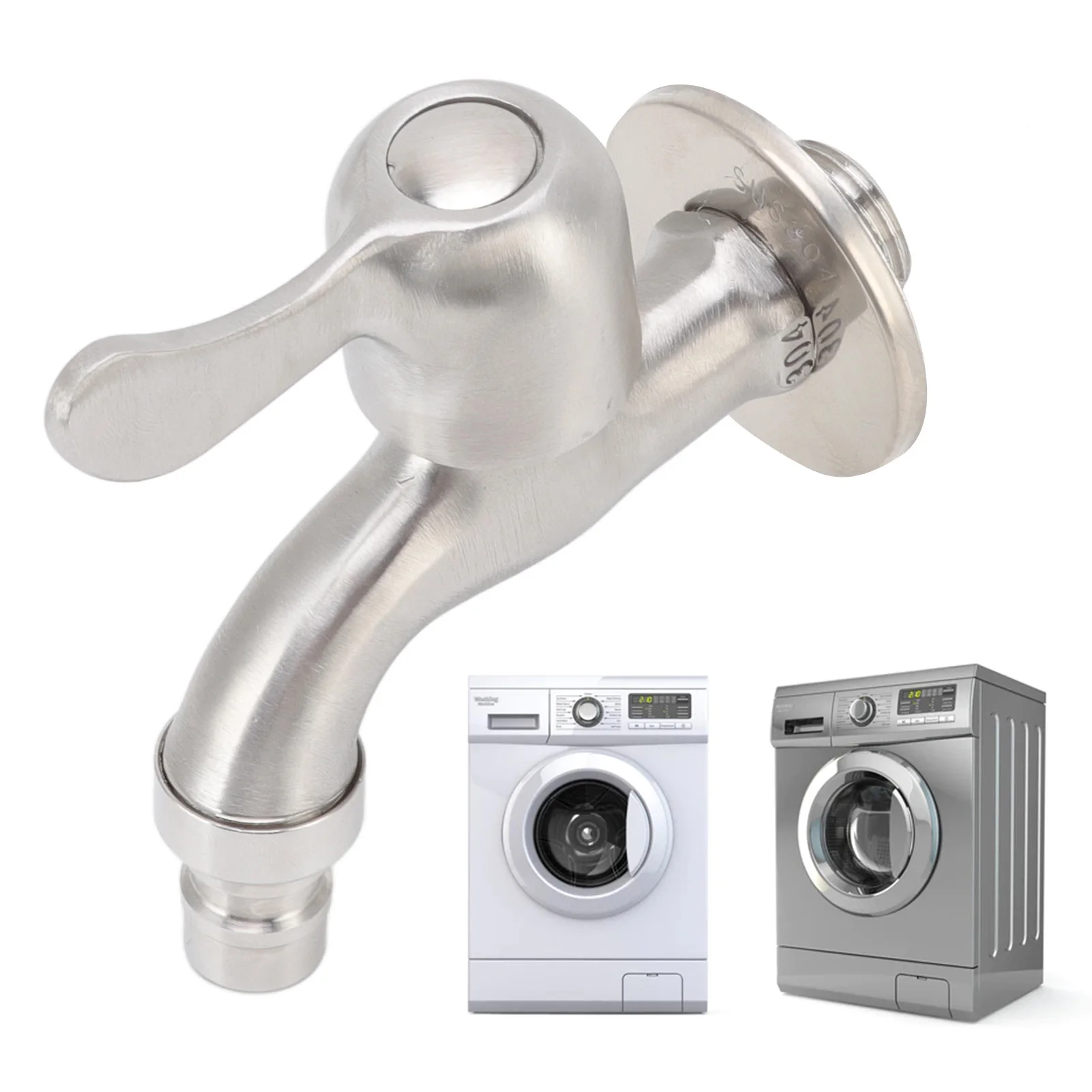 G1/2 Washing Machine Tap, Leakage Proof Cold Water Stainless Steel Wall Mounted Faucet for Garden Kitchen Washing Machine Faucet