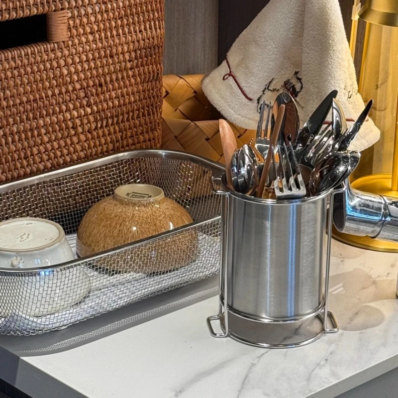 Stainless Steel Chopstick Holder with Drain Holes Kitchen Utensil Drainer Storage Tube Knife/Fork Organizer Cutlery Drying Rack 5
