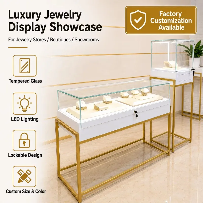 Customized Size Jewellery Boutique Display Cabinet Jewelry Counter Display Showcase Strong Glass Display Cabinet