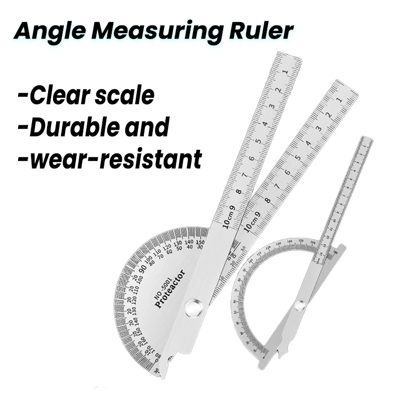 Protractor Metal Angle Finder Angle Ruler Gauge Angle Ruler 180 Degree Measuring Ruler Tool Stainless Steel Goniometer