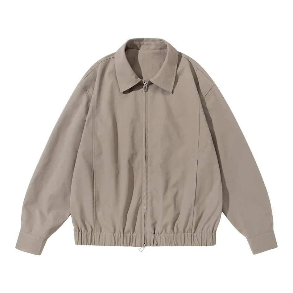 MWJLPWQ Simple Retro Solid Color Jacket Unisex Spring Autumn American Style Loose Trendy Men's Lapel Workwear Casual Coat 20513