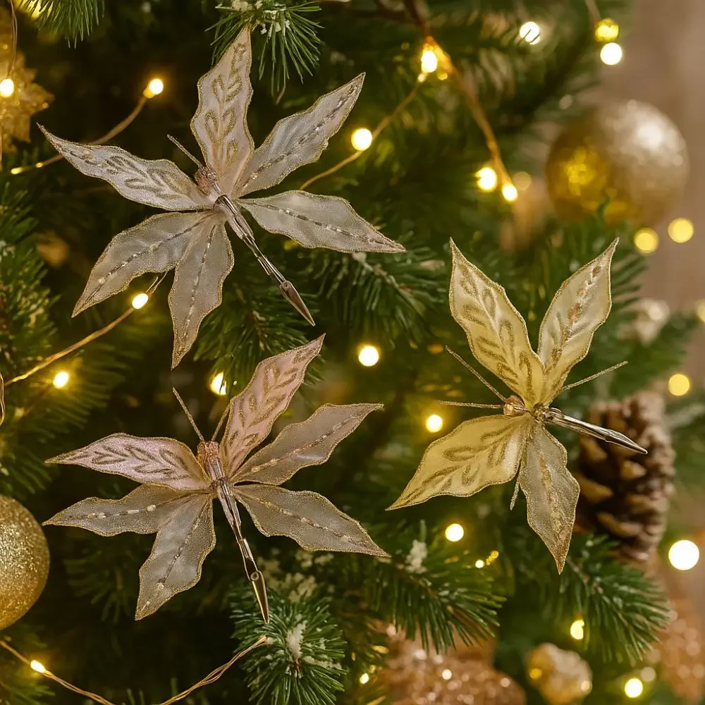 

Flocking Christmas Simulation Butterfly Double Sequins with Clip Butterfly Ornament Hanging Glitter