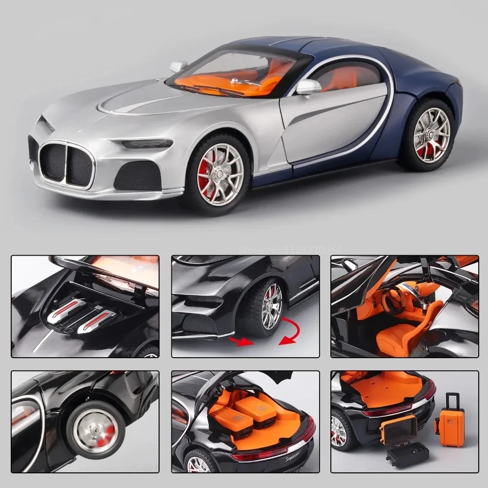 Scale 1/24 Toys Car Model Atlantic Luxury Sport Car Alloy Diecast High Simulation Sound Light Vehicle for Boys Christmas Gifts