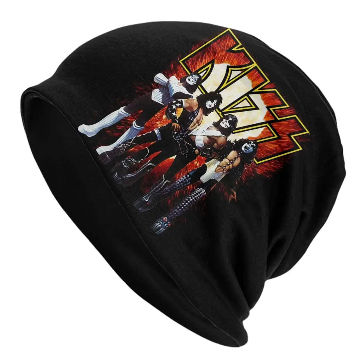 Custom Kiss Band Rock Roll Skullies Beanies Caps Unisex Warm Knitting Hat Adult Heavy Metal Music Bonnet Hats Outdoor Ski Cap