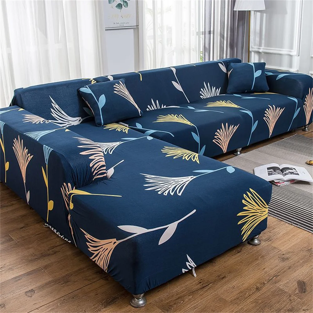 Flowers Sofa Cover Combination L-Shaped Sofa Cover Flower Plant Elastic Sofas Covers Home Decoration Extendable Covers For Sofas