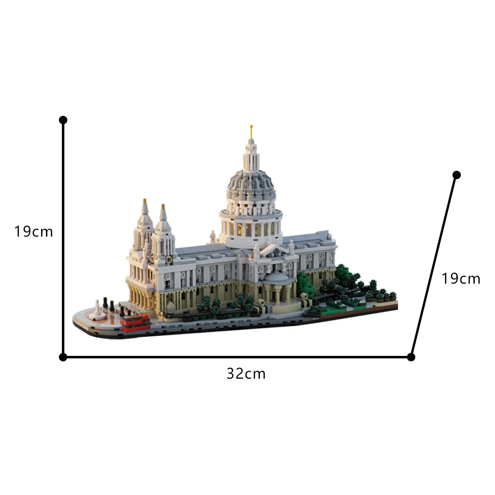 MOC klasyczna architektura 1:800 Model Saint Pauls katedra klocki sferyczny zamek cegły DIY zabawka do samodzielnego montażu prezent dla dzieci